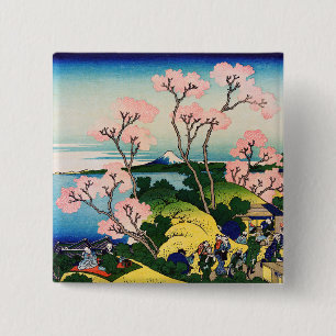 Katsushika Hokusai - Gotenyama, Tokaido, Shinagawa 2 Inch Square Button