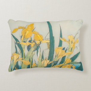 Katsushika Hokusai - Grasshopper and Iris Accent Pillow