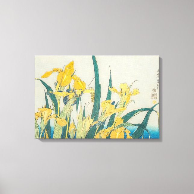 Katsushika Hokusai - Grasshopper and Iris Canvas Print (Front)
