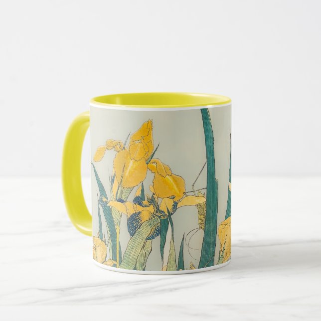 Katsushika Hokusai - Grasshopper and Iris Mug (Front Left)
