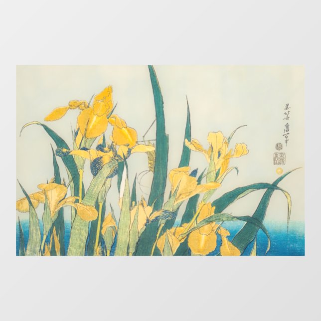 Katsushika Hokusai - Grasshopper and Iris Window Cling (Sheet)