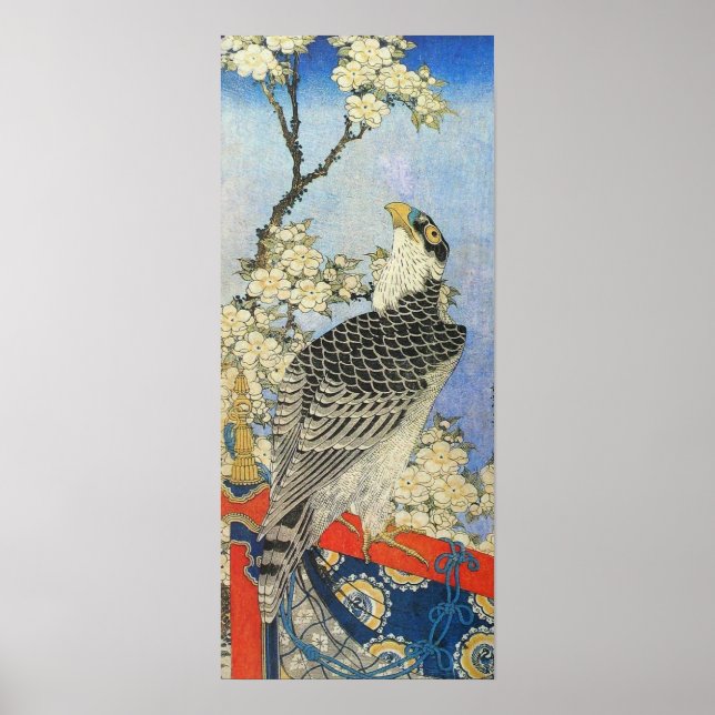 Katsushika Hokusai Hawk and Cherry Blossoms Poster (Front)
