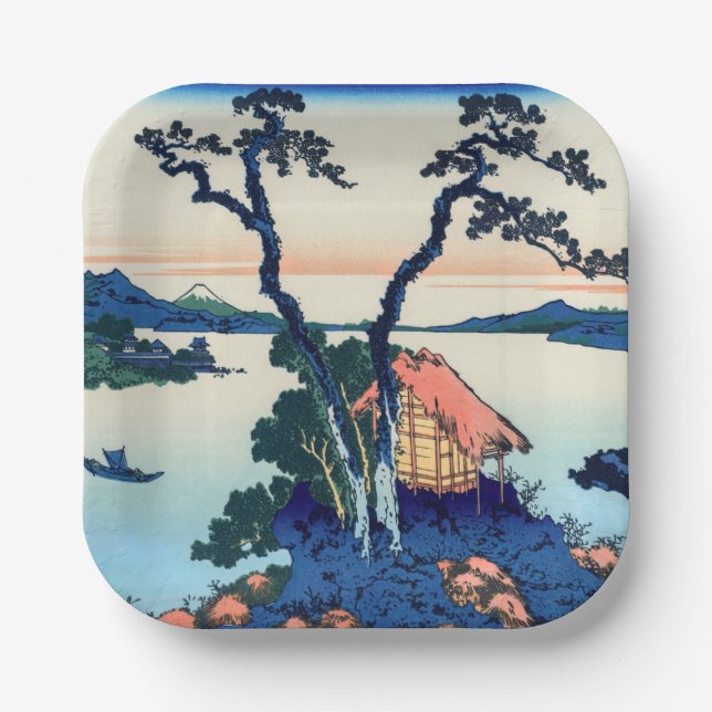 Katsushika Hokusai - Lake Suwa in Shinano province Paper Plate (Front)