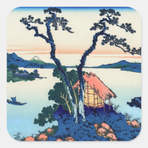 Katsushika Hokusai - Lake Suwa in Shinano province Square Sticker