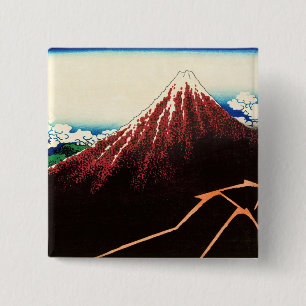 Katsushika Hokusai - Lightnings below the summit 2 Inch Square Button