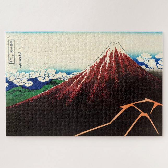 Katsushika Hokusai - Lightnings below the summit Jigsaw Puzzle (Horizontal)