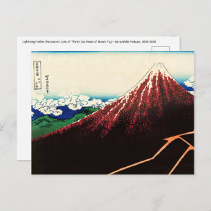 Katsushika Hokusai - Lightnings below the summit Postcard