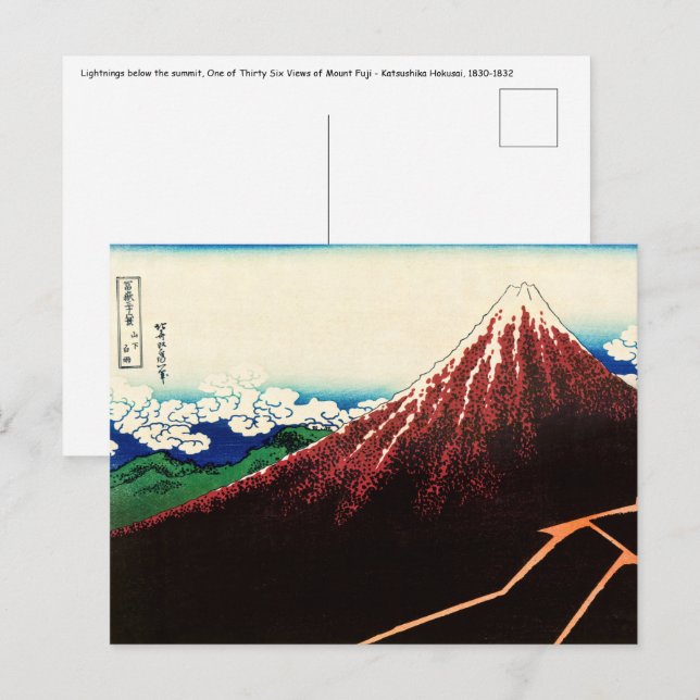 Katsushika Hokusai - Lightnings below the summit Postcard (Front/Back)
