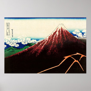 Katsushika Hokusai - Lightnings below the summit Poster