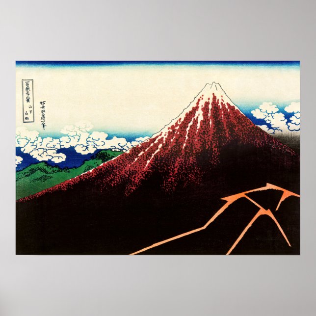 Katsushika Hokusai - Lightnings below the summit Poster (Front)