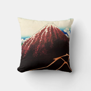 Katsushika Hokusai - Lightnings below the summit Throw Pillow