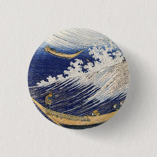 Katsushika Hokusai. Ocean waves 1 Inch Round Button