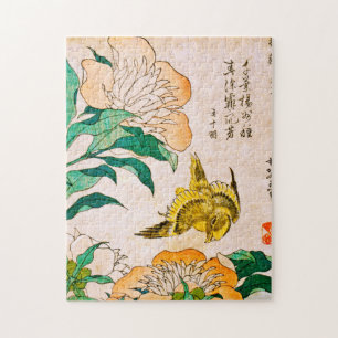 Katsushika Hokusai - Peony And Canary Jigsaw Puzzle