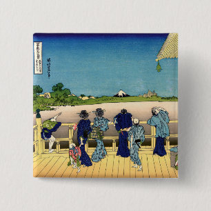 Katsushika Hokusai - Sazai hall, Temple 500 Rakan 2 Inch Square Button
