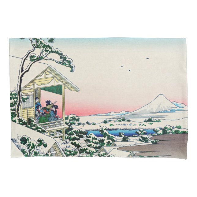 Katsushika Hokusai - Tea house at Koishikawa Pillowcase (Front)