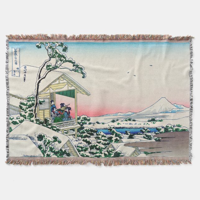Katsushika Hokusai - Tea house at Koishikawa Throw Blanket (Front)
