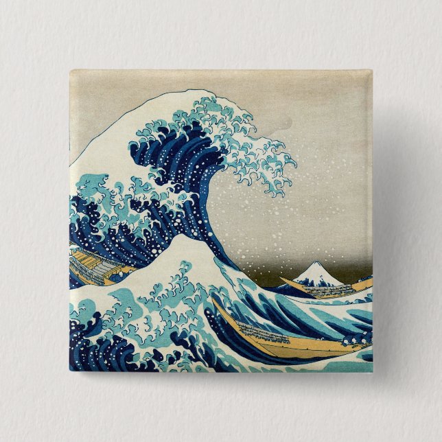 Katsushika Hokusai - The Great Wave off Kanagawa 2 Inch Square Button (Front)