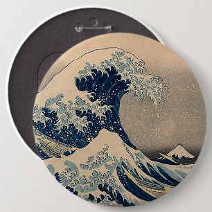 Katsushika Hokusai. The Great Wave off Kanagawa    6 Inch Round Button