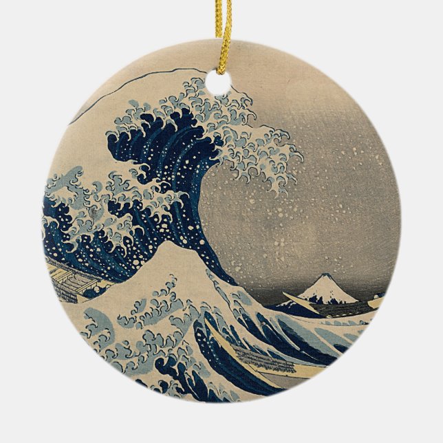 Katsushika Hokusai. The Great Wave off Kanagawa Ceramic Ornament (Front)