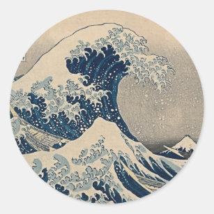 Katsushika Hokusai. The Great Wave off Kanagawa  Classic Round Sticker