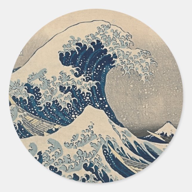 Katsushika Hokusai. The Great Wave off Kanagawa  Classic Round Sticker (Front)