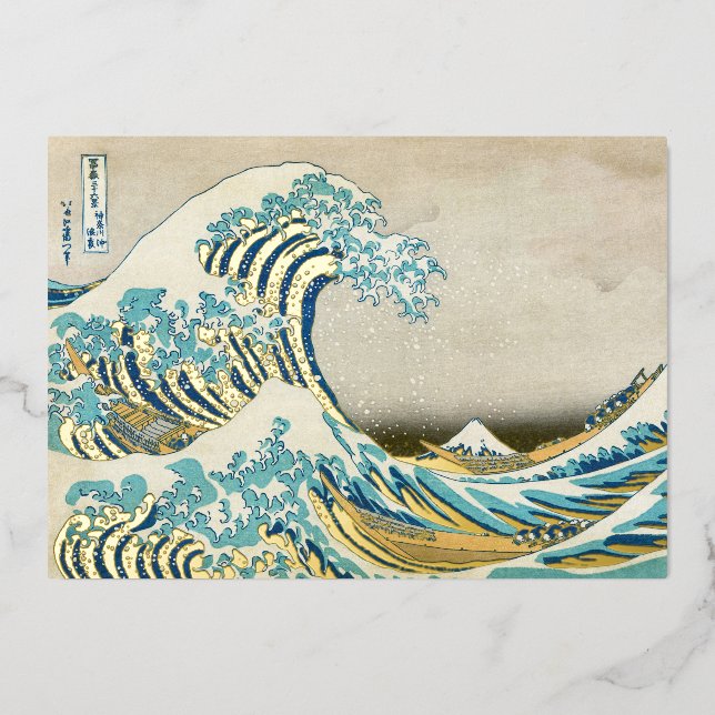 Katsushika Hokusai - The Great Wave off Kanagawa Foil Holiday Card (Front)