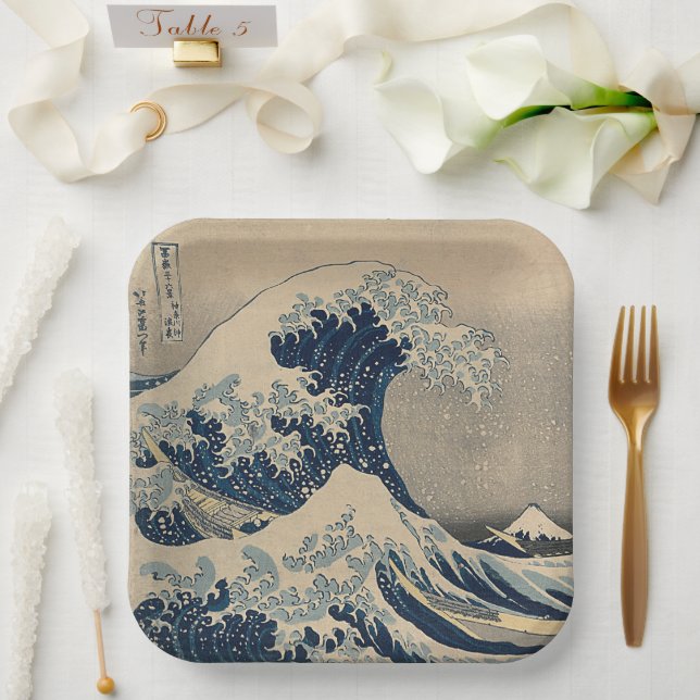 Katsushika Hokusai. The Great Wave off Kanagawa    Paper Plate (Wedding)