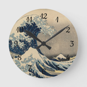 Katsushika Hokusai. The Great Wave off Kanagawa   Round Clock