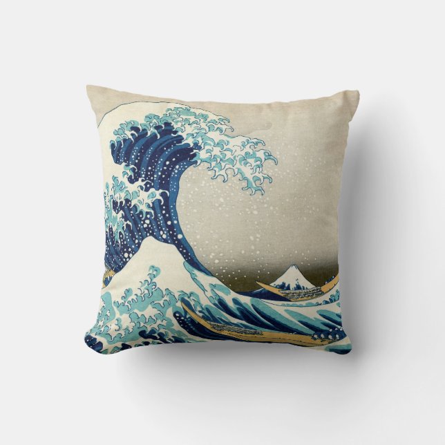 Katsushika Hokusai - The Great Wave off Kanagawa Throw Pillow (Front)