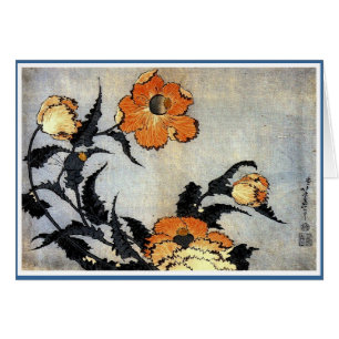 Katsushika Hokusai Ukiyo-e Woodcut Print - Poppies
