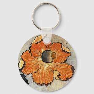 Katsushika Hokusai Ukiyo-e Woodcut Print - Poppies Keychain