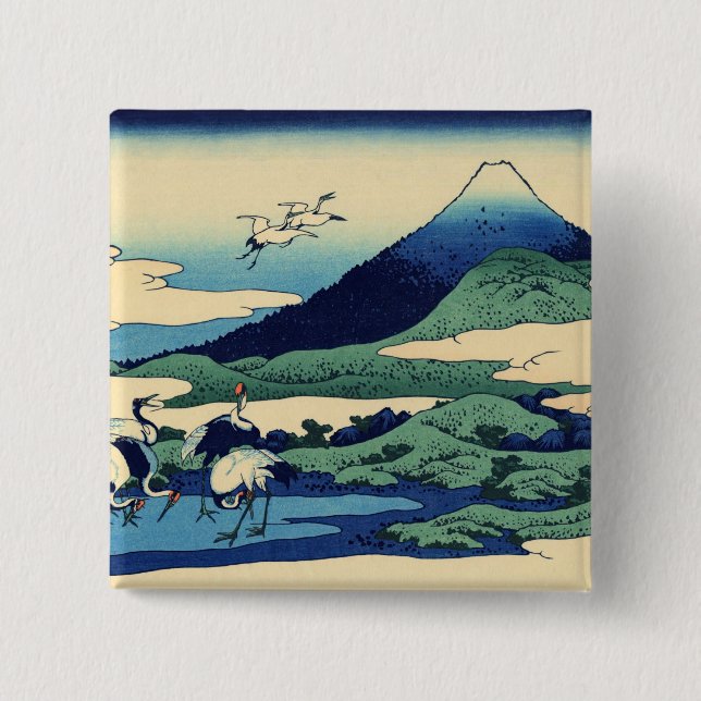 Katsushika Hokusai - Umegawa in Sagami province 2 Inch Square Button (Front)