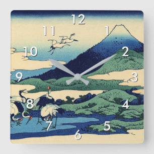 Katsushika Hokusai - Umegawa in Sagami province Square Wall Clock