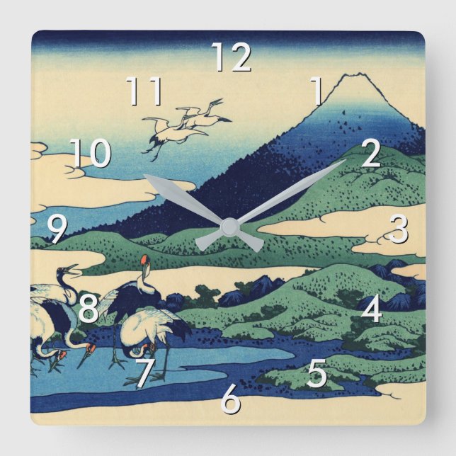 Katsushika Hokusai - Umegawa in Sagami province Square Wall Clock (Front)