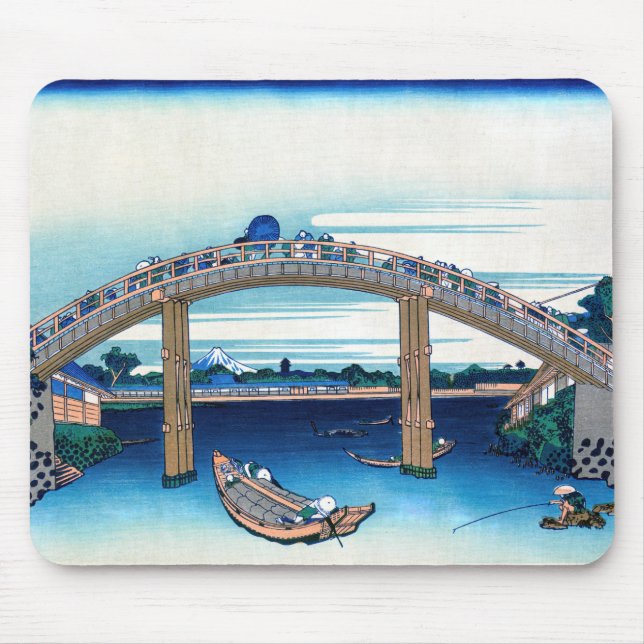 Katsushika Hokusai - Under Mannen Bridge, Fukagawa Mouse Pad (Front)