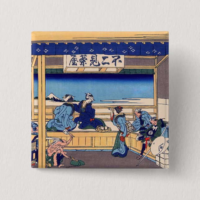 Katsushika Hokusai - Yoshida on the Tokaido 2 Inch Square Button (Front)