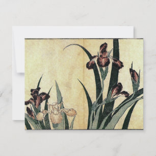 Katsushika Hokusai's Ukiyo-e Woodcut Print: Irises Invitation