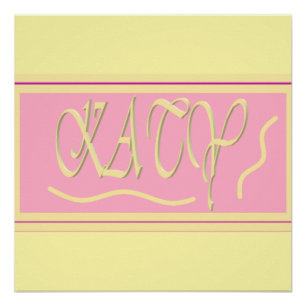 Katy design pink and smooth cream lettering   poster