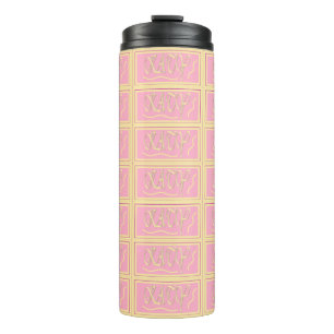 Katy design pink and smooth cream lettering thermal tumbler