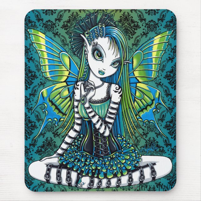 "Katy" Green Tattoo Faerie Art Mousepad (Front)