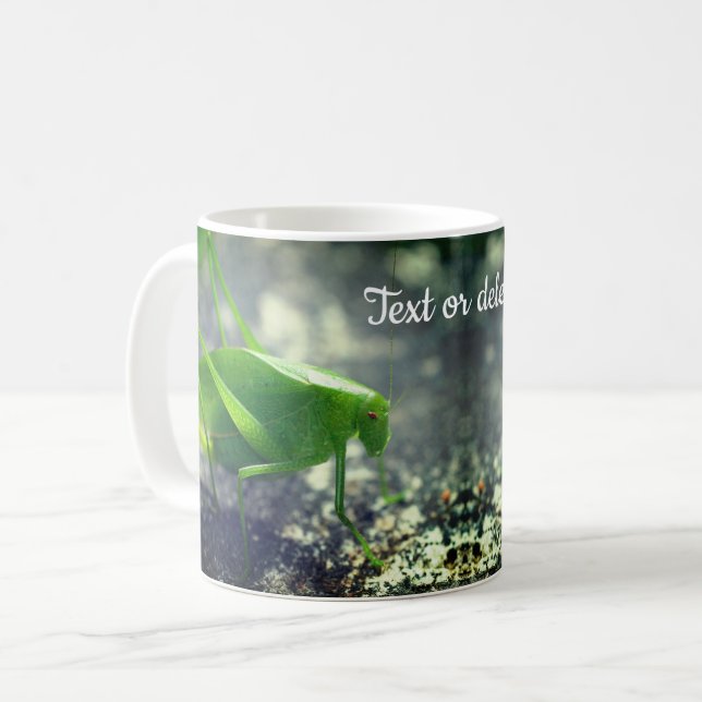 Katydid Grasshopper Personalized Coffee Mug (Front Left)
