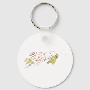 Katydid with Cherry Blossoms Keychain