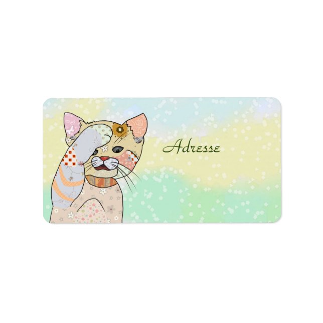 Katze Adressaufkleber Label (Front)