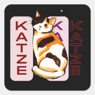 Katze, Simple Elegant Cute Cat Mom Gift Square Sticker