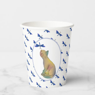 Katze und blaue Libelle Paper Cups