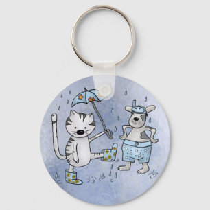 Katze und Hund Keychain