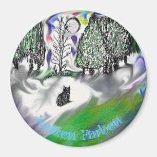 'Katzen Farben' Round Magnet