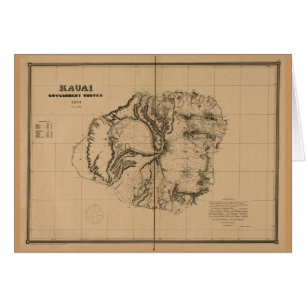 Kauai, 1878, Vintage Hawaii Map