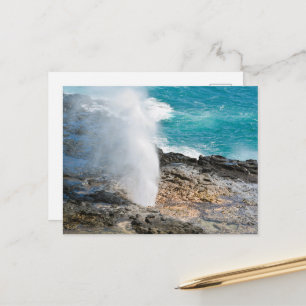 Kauai Aqua Ocean Spouting Horn Poipu  Postcard