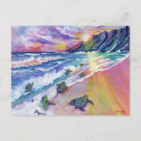 Kauai Baby Sea Turtles at the Beach Hawaii Card